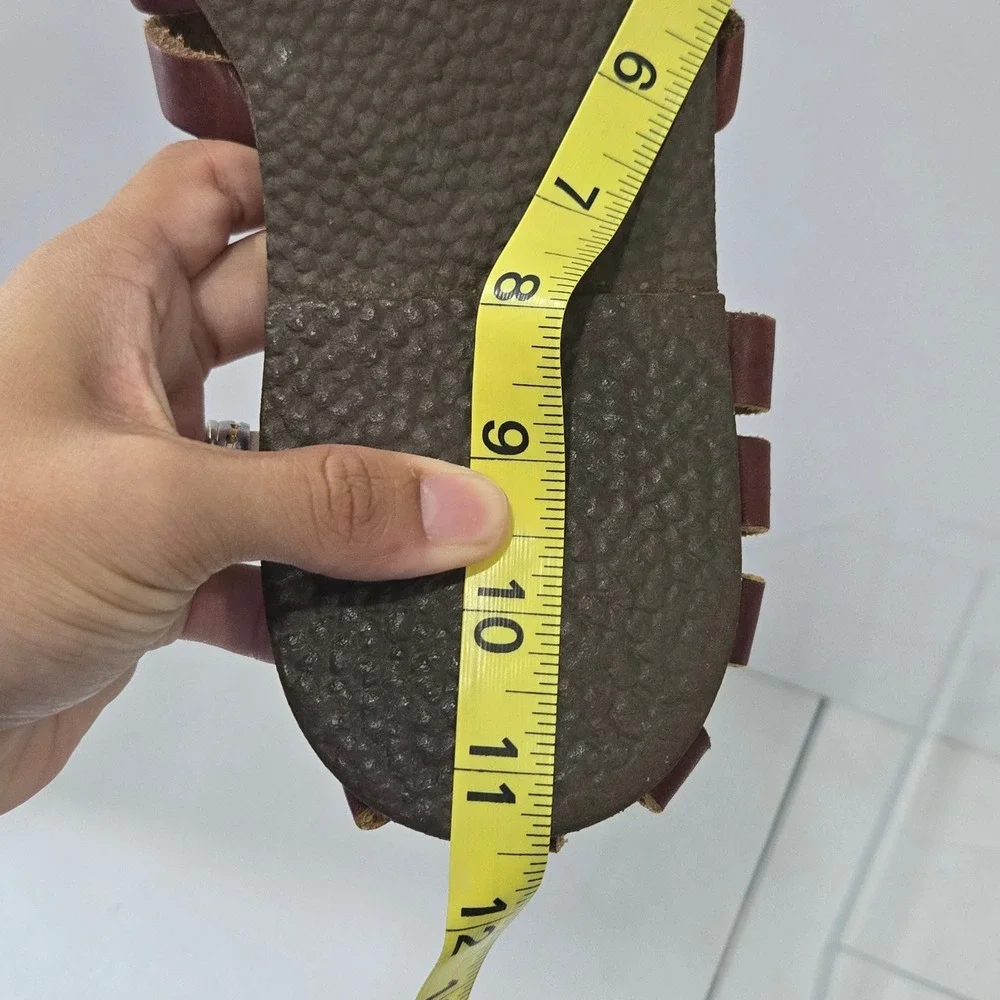 Sandalmaster Enrique Mens 9 Brown Leather Huarache Fisherman Sandals Flat Straps